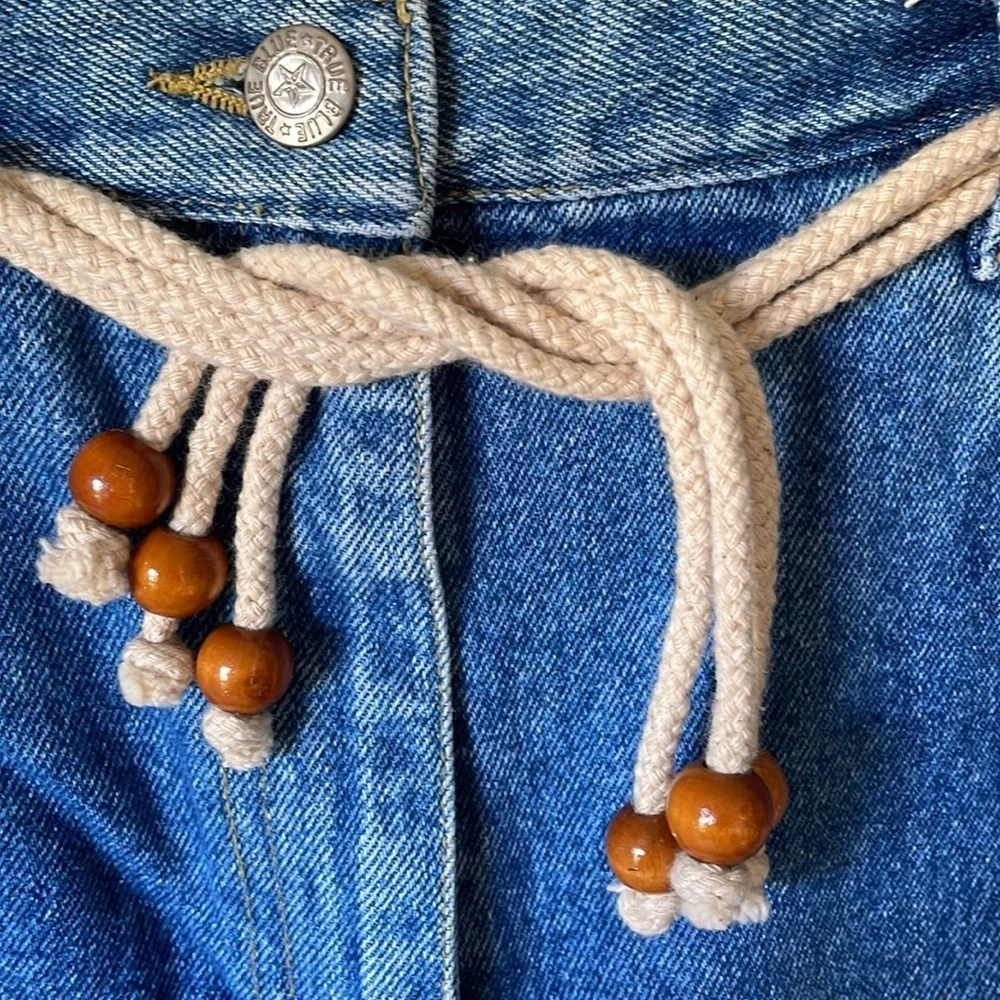 RARE Vintage With Tags Crochet Belt And Accents Feminine High Waist 90s Sz 11/12 - Picture 4 of 9